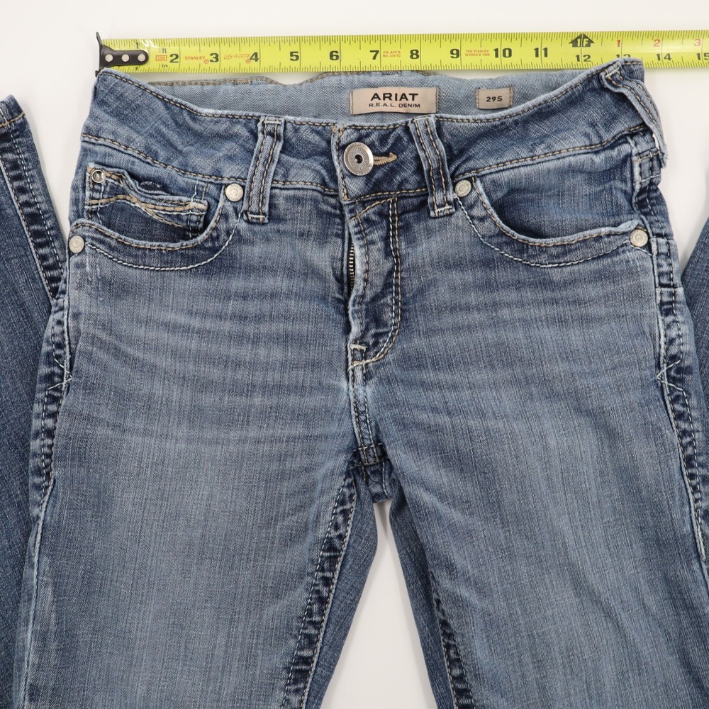 Ariat Perfect Rise Bootcut Jeans Womens 29S Medium Wash REAL Denim Blue Deco - Picture 2 of 11